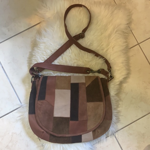 🔥🔥Free People 🔥🔥Prague Patchwork Messenger Bag Purse Leather Suede - Picture 3 of 16